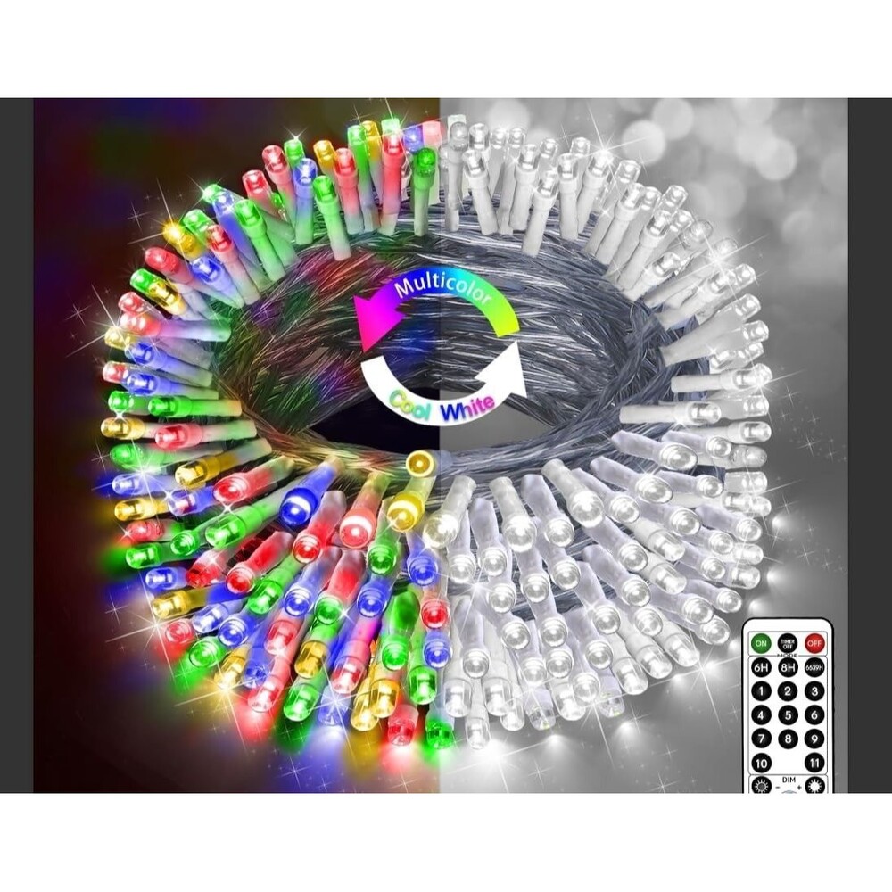 Holiday String Lights 236FT 600 LED Color Changing w Remote in Xmas White Multi